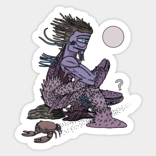 Contemplative Beach Lobster Sticker